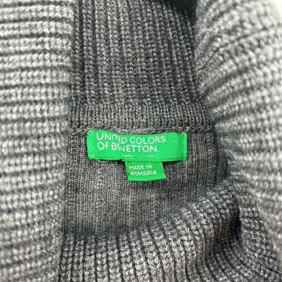 UNITED COLORS OF BENETTON Gray Ribbed Turtleneck Sweater Top Size Medium - Picture 6 of 6